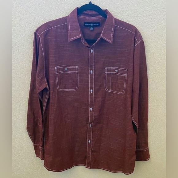 Beverly Hills Polo Club Maroon Casual Button-Down Shirt. Size L. - Picture 2 of 12